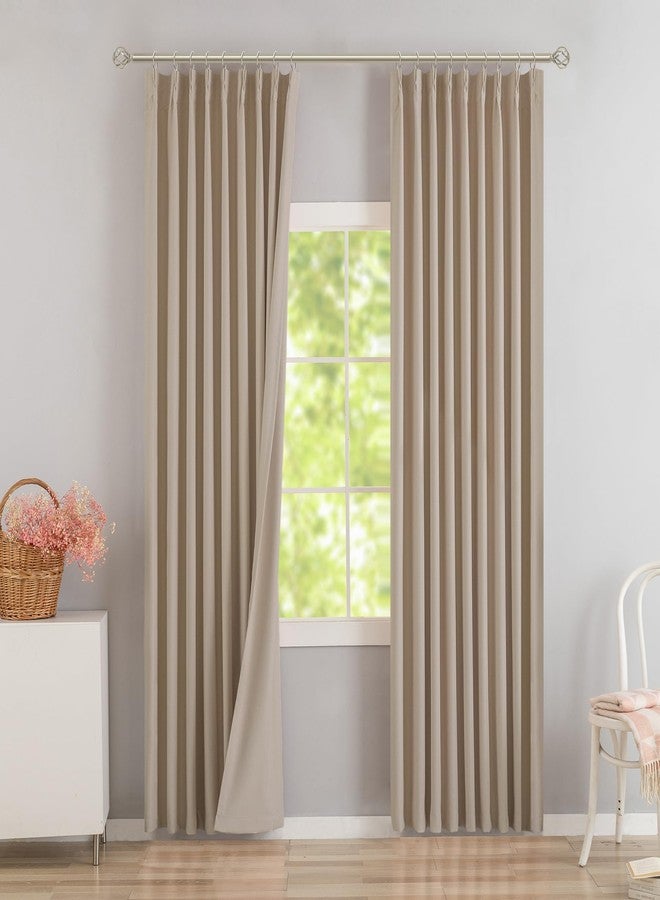 DONREN Sand Pinch Pleated Blackout Curtains with Hooks - 104 inch Length Room Darkening Thermal Insulated Window Curtain Panels for Living Room Bedroom 2 Panel 40" Wx104 L - Image 1